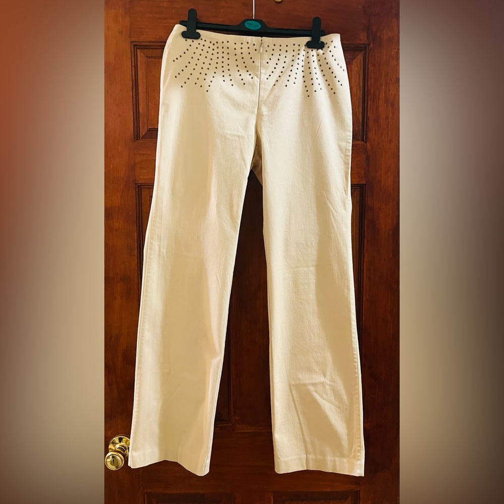 Cream Pant with Studs Detail